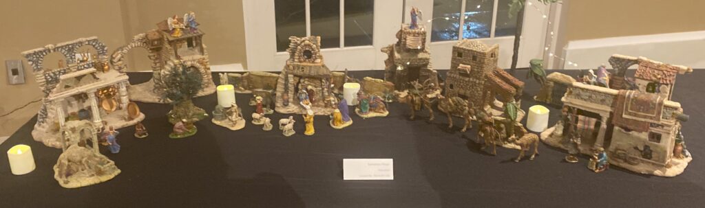 An intricate nativity scene made of porcelain depicting the Bethlehem Village.